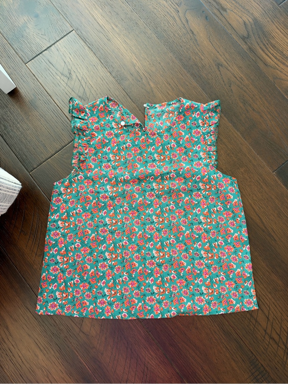 Floral Tank Top in Green & Pink Like New